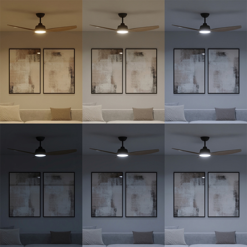 Philips - LED dimmējams griestu ventilators OLAS LED/24W/230V Ø 132 cm melns/brūns + tālvadības pults