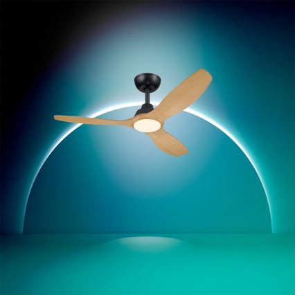 Philips - LED dimmējams griestu ventilators OLAS LED/24W/230V Ø 132 cm melns/brūns + tālvadības pults