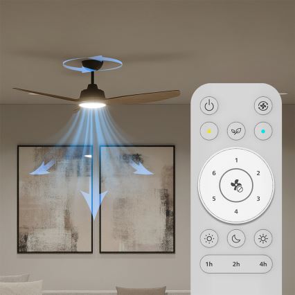 Philips - LED dimmējams griestu ventilators OLAS LED/24W/230V Ø 132 cm melns/brūns + tālvadības pults