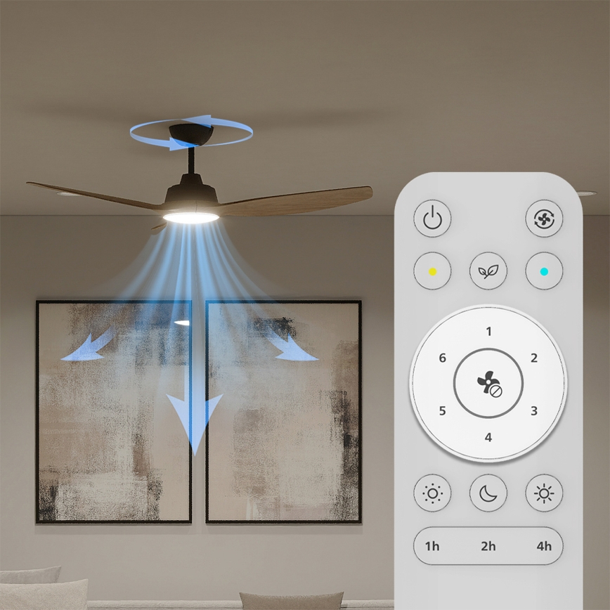 Philips - LED dimmējams griestu ventilators OLAS LED/24W/230V Ø 132 cm melns/brūns + tālvadības pults
