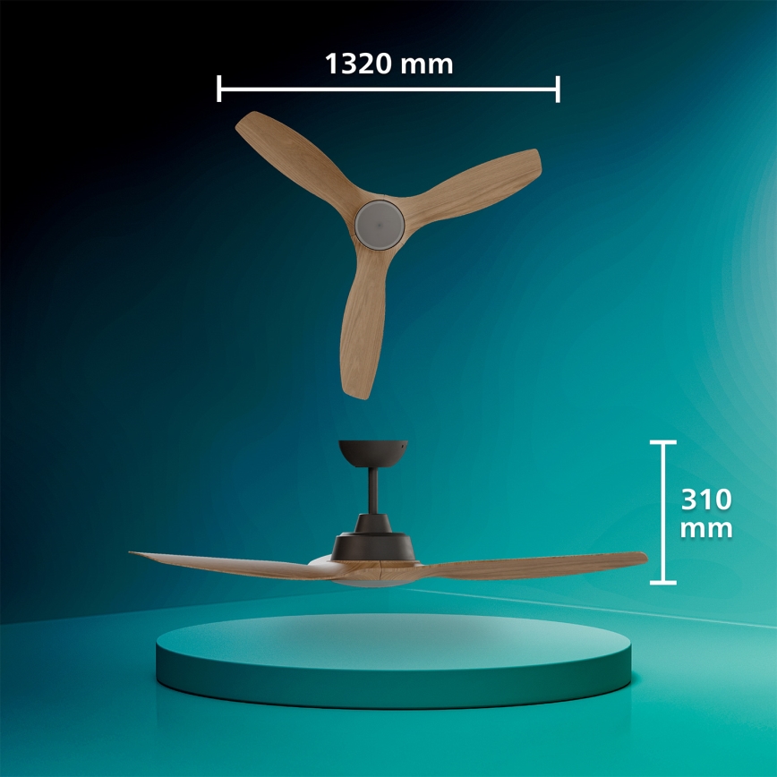 Philips - LED dimmējams griestu ventilators OLAS LED/24W/230V Ø 132 cm melns/brūns + tālvadības pults