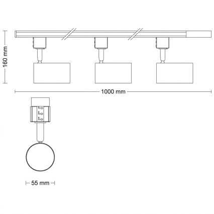 Philips - LED aptumšojams virziena gaismeklis sliedes sistēmā EASYLINK 3xGU10/6,2W/230V 2200-2700K 1m melns