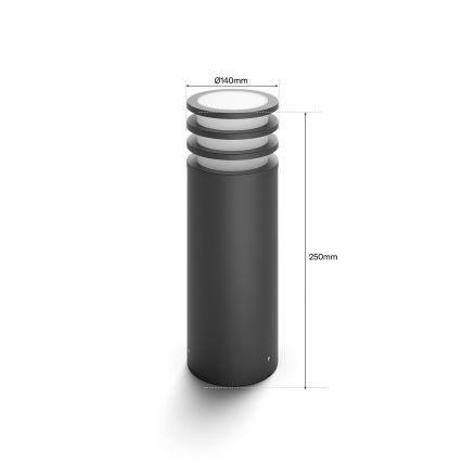 Philips - LED RGB aptumšojama āra lampa Hue LUCCA 1xE27/8,1W/230V 25 cm 1000-20000K IP44