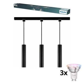 Philips - LED RGBW aptumšojama lustra uz troses sliežu sistēmā EASYLINK HUE 3xGU10/4,7W/230V 2200-6500K 1m melna