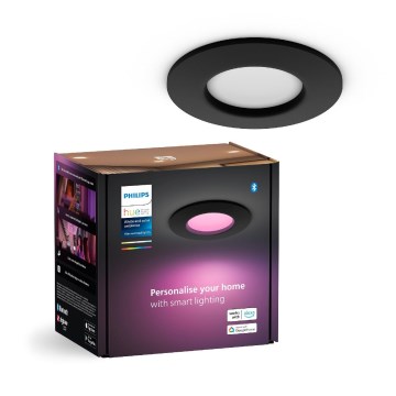 Philips - LED RGBW Aptumšojama vannas istabas piekaramo griestu lampa Hue SLIM LED/8,3W/230V 2000-6500K IP44 melna