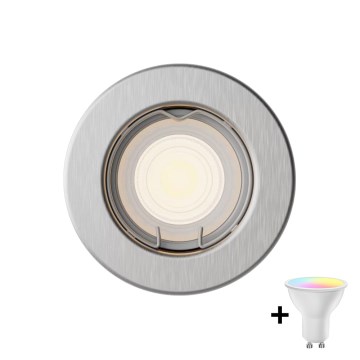 Philips - LED RGBW aptumšojams iebūvējamais griestu lukturis PERIDOT 1xGU10/6W/230V sudraba + tālvadības pults