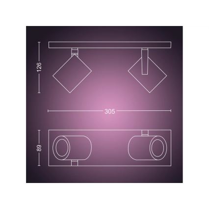 Philips - LED RGBW Aptumšojams starmetis Hue ARGENTA 2xGU10/4,2W/230V 2000-6500K