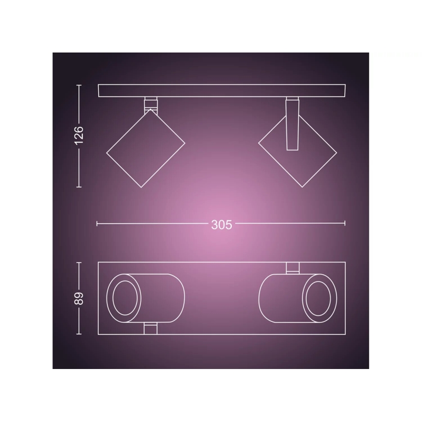 Philips - LED RGBW Aptumšojams starmetis Hue ARGENTA 2xGU10/4,2W/230V 2000-6500K