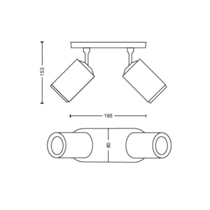 Philips - LED RGBW Aptumšojams starmetis Hue FUGATO 2xGU10/4,2W/230V 2000-6500K melna