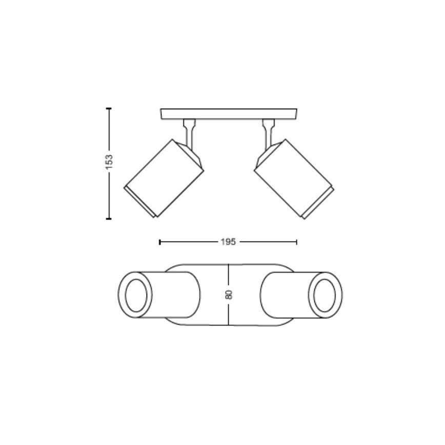 Philips - LED RGBW Aptumšojams starmetis Hue FUGATO 2xGU10/4,2W/230V 2000-6500K melna