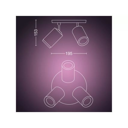 Philips - LED RGBW Aptumšojams starmetis Hue FUGATO 3xGU10/4,2W/230V 2000-6500K balta