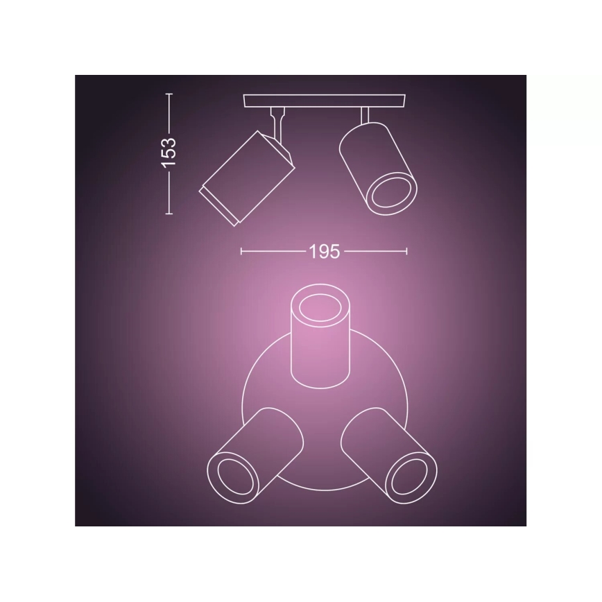Philips - LED RGBW Aptumšojams starmetis Hue FUGATO 3xGU10/4,2W/230V 2000-6500K balta