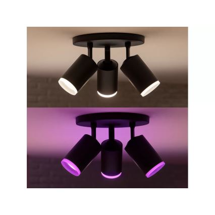 Philips - LED RGBW Aptumšojams starmetis Hue FUGATO 3xGU10/4,2W/230V 2000-6500K melna