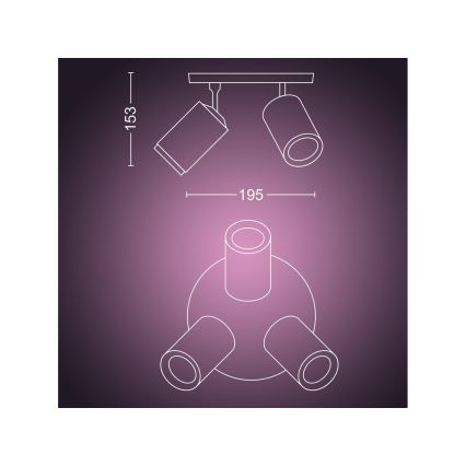 Philips - LED RGBW Aptumšojams starmetis Hue FUGATO 3xGU10/4,2W/230V 2000-6500K melna