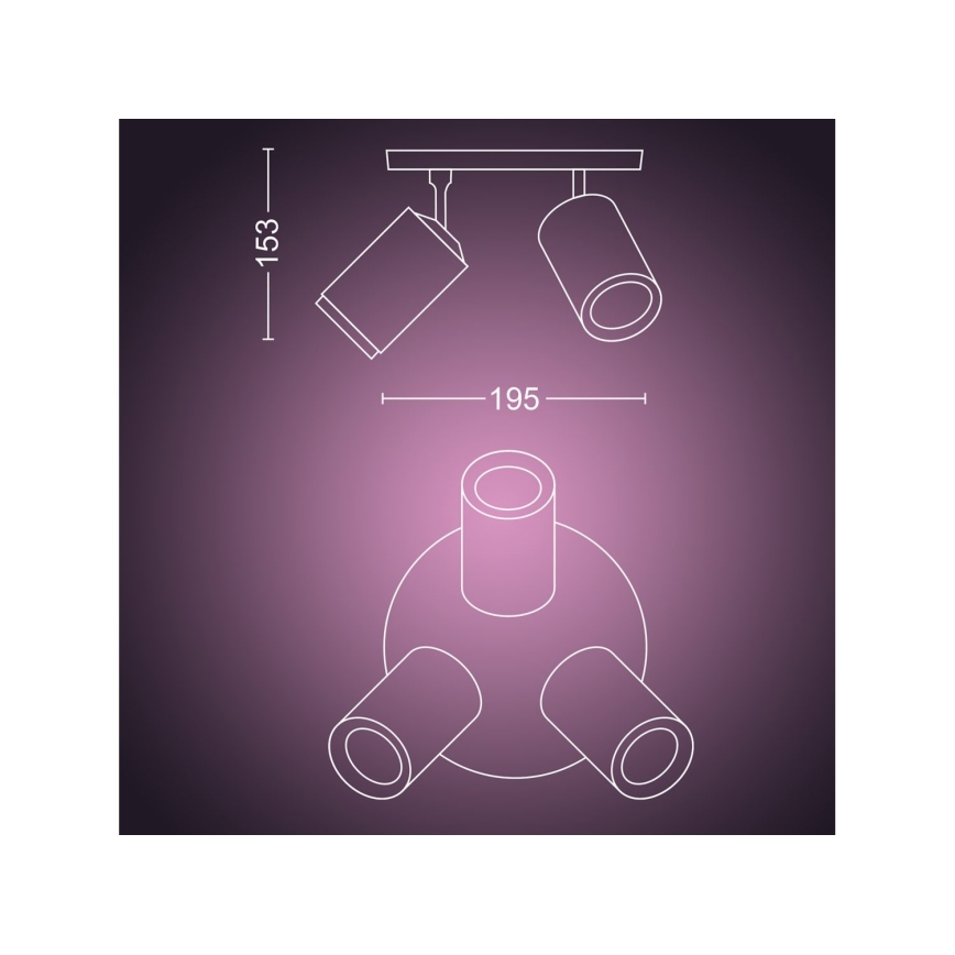 Philips - LED RGBW Aptumšojams starmetis Hue FUGATO 3xGU10/4,2W/230V 2000-6500K melna