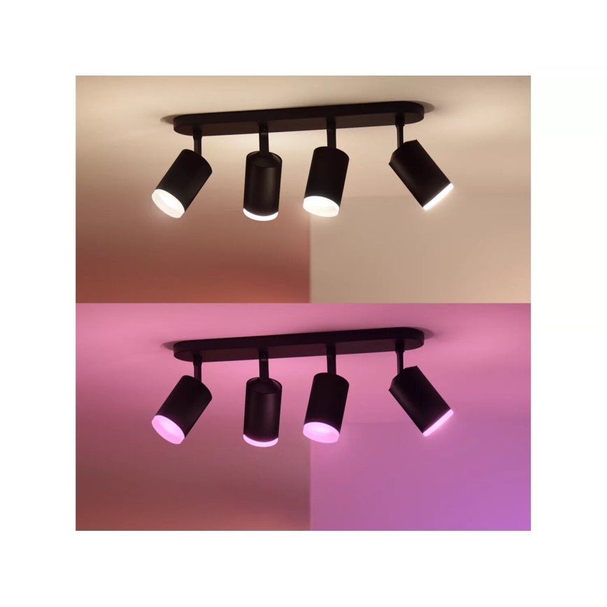 Philips - LED RGBW Aptumšojams starmetis Hue FUGATO 4xGU10/4,2W/230V 2000-6500K melna