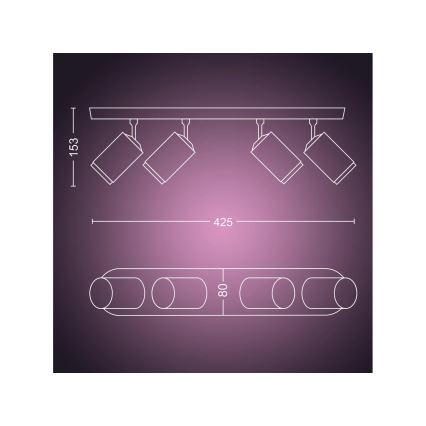 Philips - LED RGBW Aptumšojams starmetis Hue FUGATO 4xGU10/4,2W/230V 2000-6500K melna