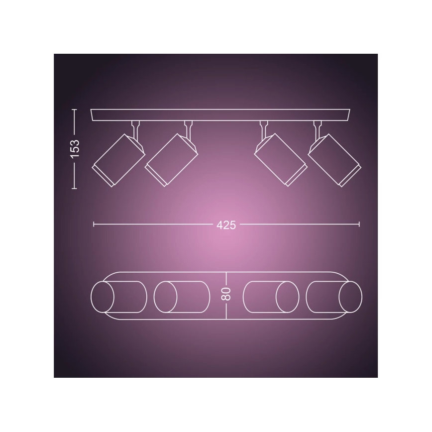Philips - LED RGBW Aptumšojams starmetis Hue FUGATO 4xGU10/4,2W/230V 2000-6500K melna