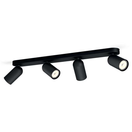 Philips - LED RGBW regulējams punktgaismeklis PONGEE 4xGU10/4,8W/230V 3000K melns + tālvadības pults