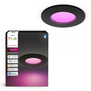 Philips - LED RGBW ar regulējamu spilgtumu vannas istabas iebūvējamais griestu gaismeklis Hue SLIM LED/8,3W/230V 1000-20000K melns P44