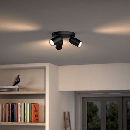 Philips - LED RGBW aptumšojams spotgaismeklis PONGEE 3xGU10/4,8W/230V 3000K melns + tālvadība