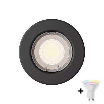 Philips - LED RGBW dimējams iebūvējamais griestu lukturis PERIDOT 1xGU10/6,5W/230V 2700-6500K melns