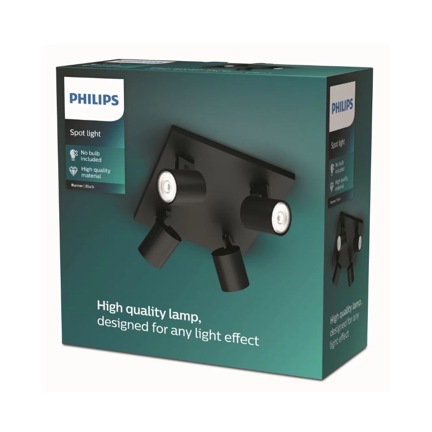 Philips - LED RGBW regulējams spota gaismeklis RUNNER 4xGU10/6,5W/230V 2700-6500K melns
