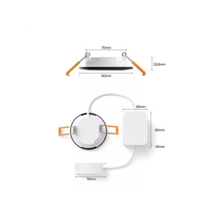Philips - LED RGBW ar regulējamu spilgtumu vannas istabas iebūvējamais griestu gaismeklis Hue SLIM LED/8,3W/230V 1000-20000K melns P44
