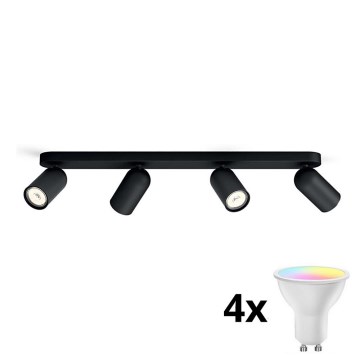 Philips - LED RGBW dimējams virziena gaismeklis PONGEE 4xGU10/4,9W/230V 2700-6500K melns
