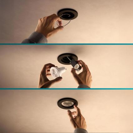 Philips - LED RGBW ar regulējamu spilgtumu iebūvējamais griestu gaismeklis PERIDOT 1xGU10/6W/230V melns + tālvadības pults