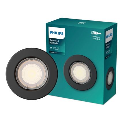 Philips - LED RGBW ar regulējamu spilgtumu iebūvējamais griestu gaismeklis PERIDOT 1xGU10/6W/230V melns + tālvadības pults