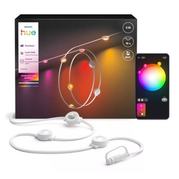 Philips - LED RGBW Pagarināma Dimējama Āra Virtene Hue FESTAVIA 16xLED 9m 1000-20000K IP65