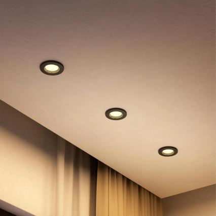 Philips - LED RGBW dimējams iebūvējamais griestu lukturis PERIDOT 1xGU10/6,5W/230V 2700-6500K melns