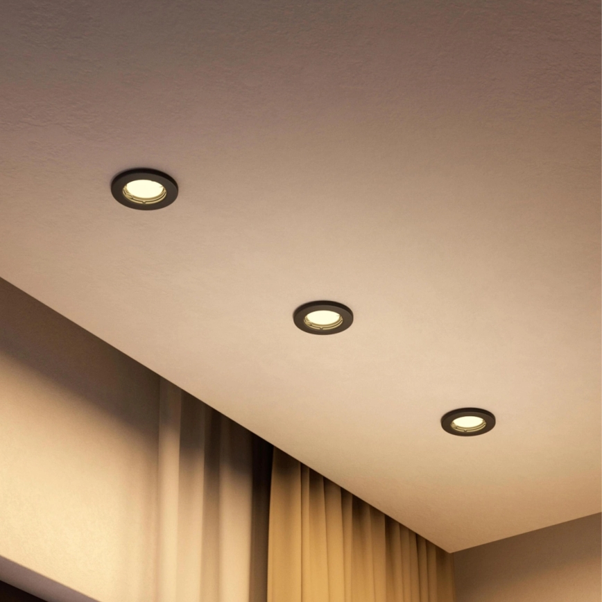 Philips - LED RGBW dimējams iebūvējamais griestu lukturis PERIDOT 1xGU10/6,5W/230V 2700-6500K melns