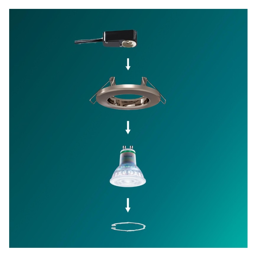 Philips - LED RGBW aptumšojams iebūvējamais griestu lukturis PERIDOT 1xGU10/6W/230V sudraba + tālvadības pults