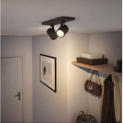 Philips - LED RGBW regulējams virziena gaismeklis RUNNER 2xGU10/6,5W/230V 2700-6500K melns