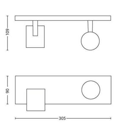 Philips - LED RGBW regulējams virziena gaismeklis RUNNER 2xGU10/6,5W/230V 2700-6500K melns