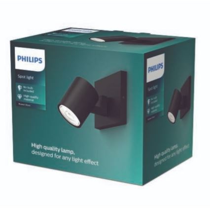 Philips - LED RGBW regulējams virziena gaismeklis RUNNER 1xGU10/6,5W/230V 2700-6500K melns