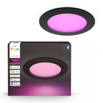 Philips - LED RGBW regulējams vannas istabas iebūvējams gaismeklis Hue SLIM LED/12W/230V 1000-20000K melns IP44