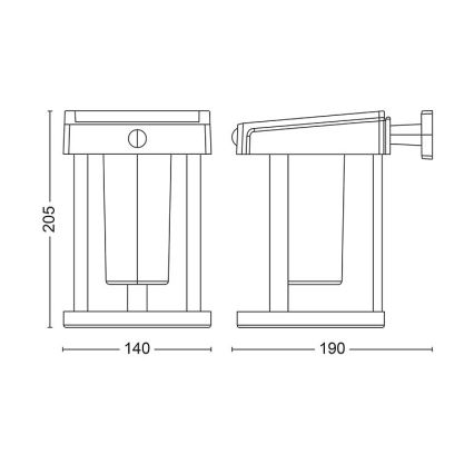 Philips - LED Saules enerģijas sienas lampa ar sensoru CAMILL LED/1,4W/3,7V IP44