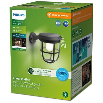Philips - LED Saules enerģijas sienas lampa ar kustības un krēslas sensoru RADII LED/1,3W/3,7V 2000 mAh 3000K IP44