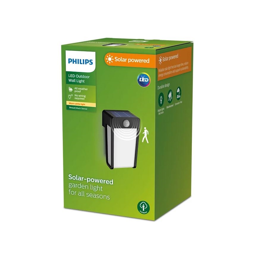 Philips - LED Saules enerģijas sienas lampa ar sensoru SHROUD LED/2,3W/3,7V IP44
