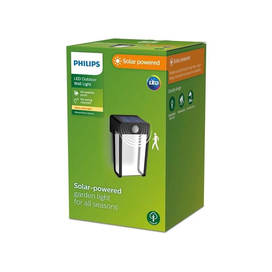 Philips - LED Saules enerģijas sienas lampa ar sensoru SHROUD LED/2,3W/3,7V IP44