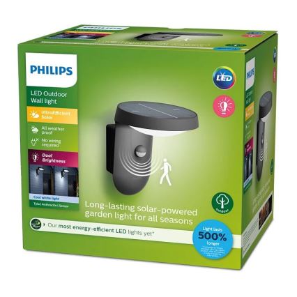 Philips - LED Saules enerģijas sienas lampa ar sensoru LED/1,2W/4V 4000K IP44