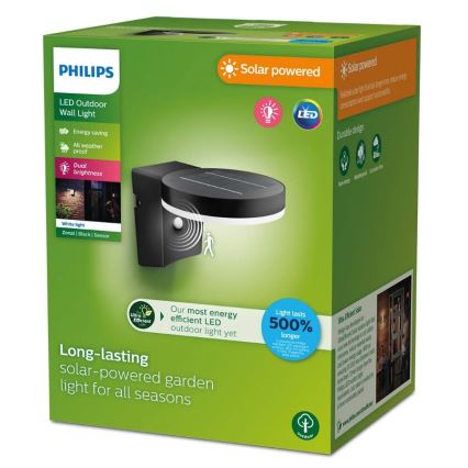 Philips - LED Saules enerģijas sienas lampa ar kustības un krēslas sensoru ZONAL LED/1,3W/3,7V 2500 mAh IP44