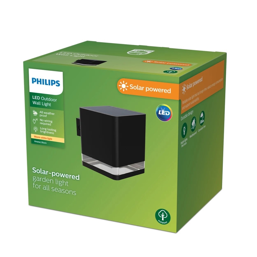 Philips - LED Saules enerģijas sienas lampa VIRONA LED/1,8W/3,7V 2600 mAh 2700K IP44