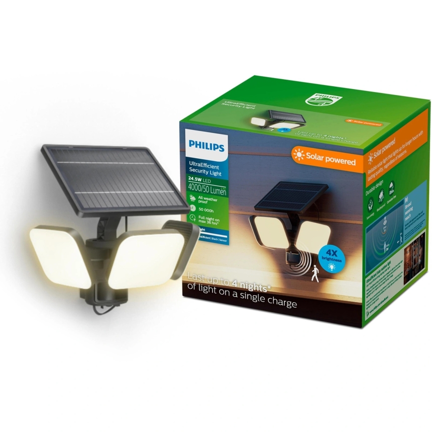 Philips - LED saules sienas gaismeklis ar sensoru ZYREN LED/24,5W/3,7V 2600 mAh 3000K IP65