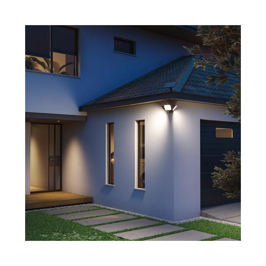 Philips - Solārā LED sienas lampa ar sensoru ZYREN LED/24,5W/3,7V 2600 mAh 5000K IP65 melna