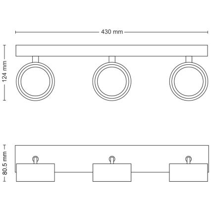 Philips - LED Starmetis 3xLED/5,5W/230V melna