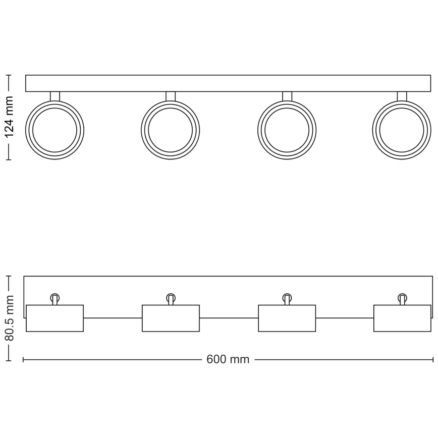 Philips - LED Starmetis 4xLED/5,5W/230V melna
